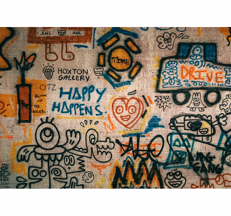 Fototapet artă urbană Amestec de modele graffiti - TenStickers