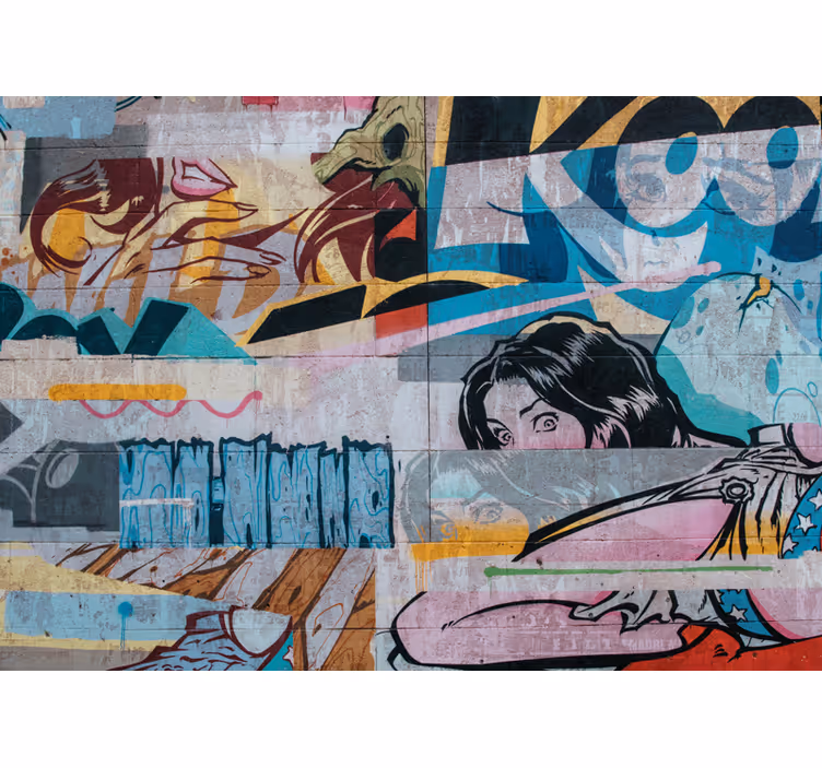Fototapet artă urbană Graffiti original colorat - TenStickers