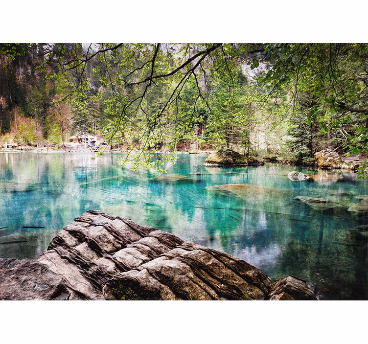 Lacuri fototapet Lac și copaci în timpul zilei - TenStickers