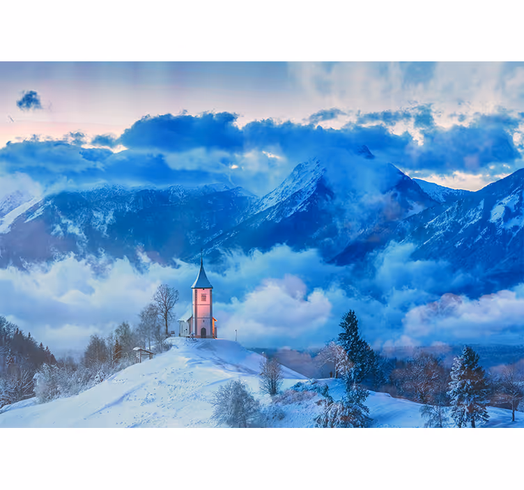 Fototapet peisaje peisaj montan zăpezit - TenStickers