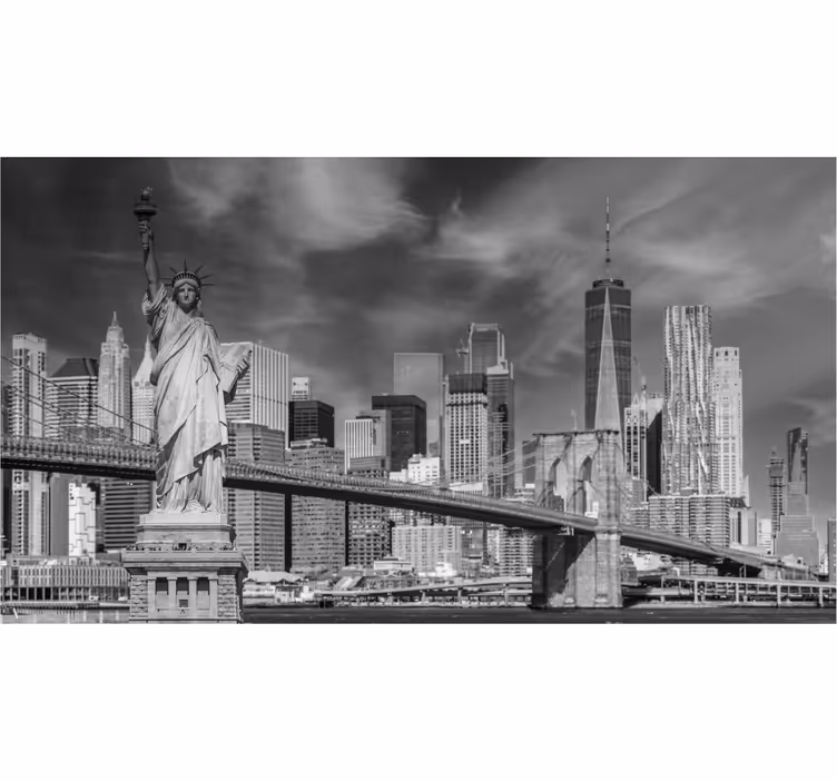 Birouri fototapet negru și alb New York - TenStickers