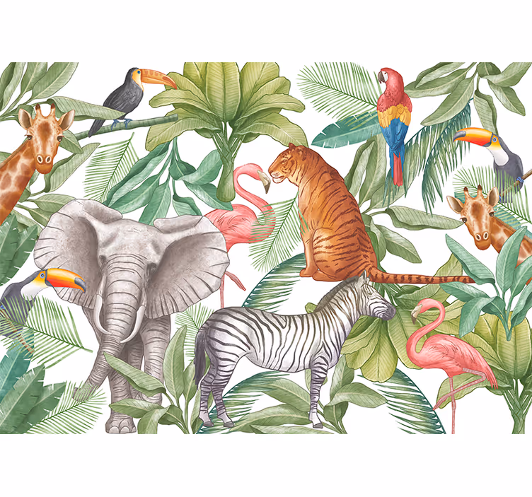 Fototapet junglă design animale acvariola - TenStickers