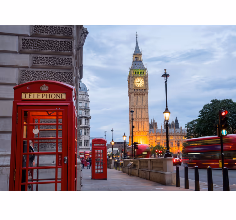 Mural de perete cabină telefonică oraș londra - TenStickers