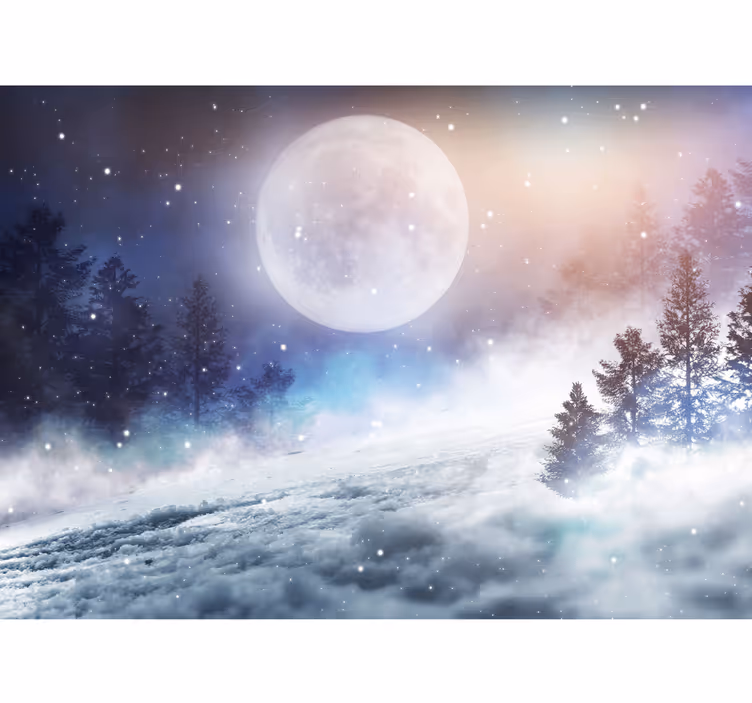 Pădure fantezie cu fototapetpentru copii cu lună plină - TenStickers