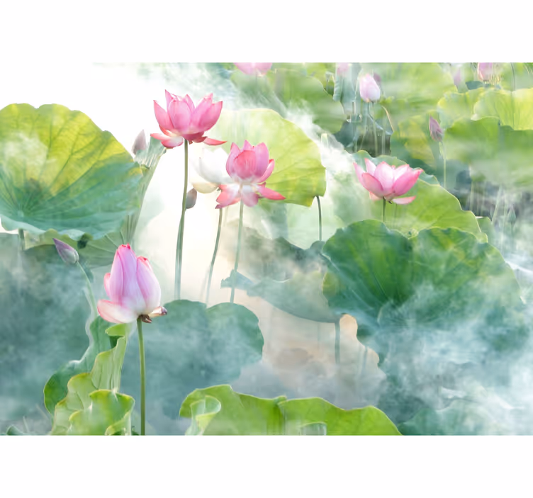 Mural de perete pașnice cu flori de lotus - TenStickers
