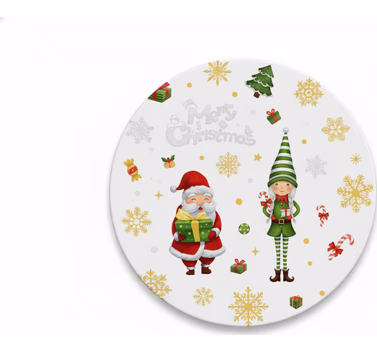 Suporturi pahare de crăciun moș crăciun cu elf - TenStickers