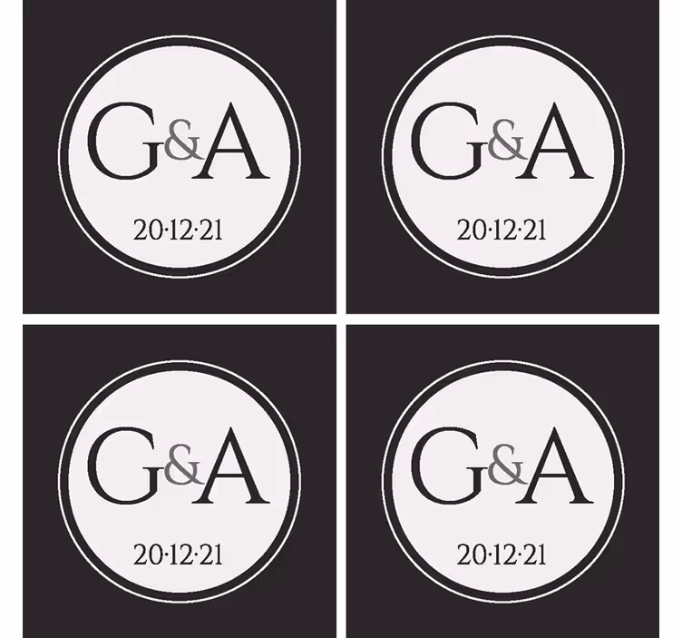 Coaster de nunta clasic personalizat - TenStickers