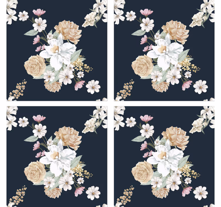 Coaster floral buchet vintage - TenStickers