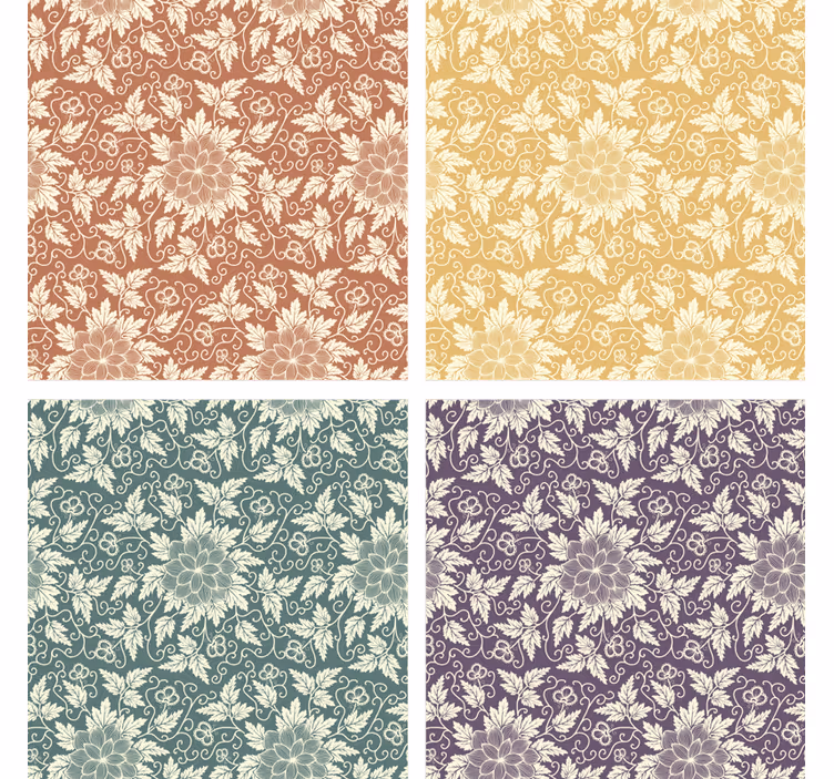 Suporturi pahare vintage cu model floral pătrat - TenStickers