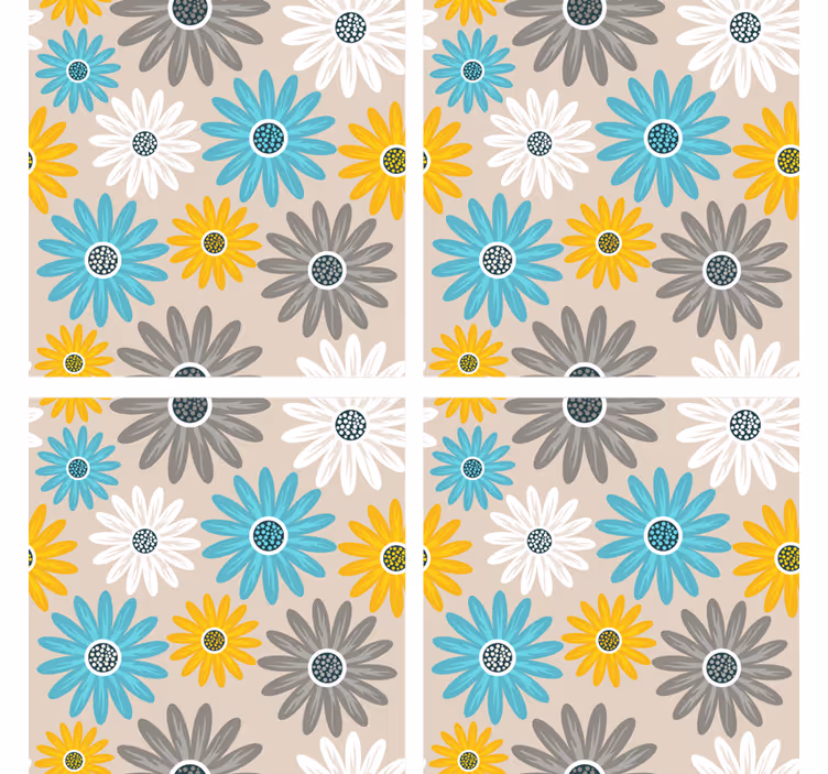 Suporturi pahare cu elemente florale vibrante - TenStickers