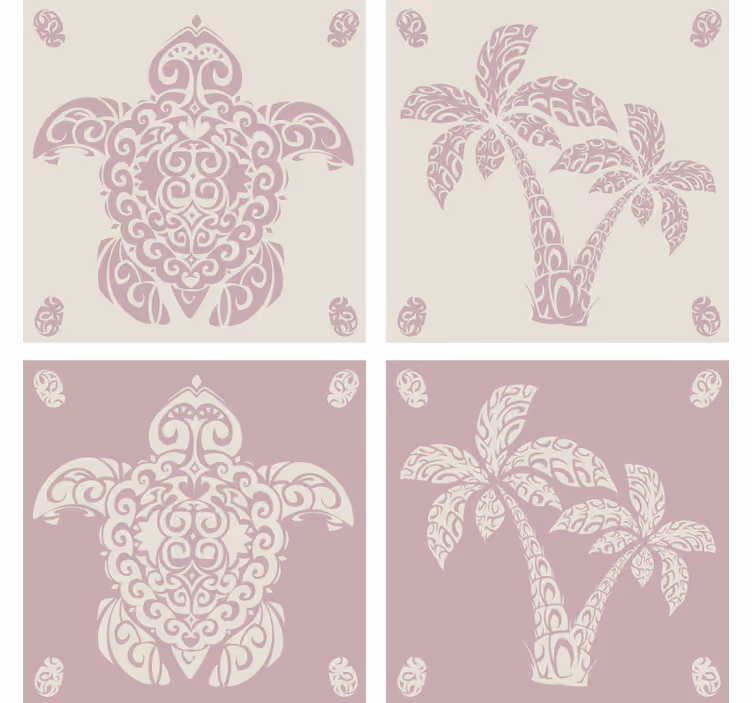 țestoase hawaiene și model de palmier - TenStickers