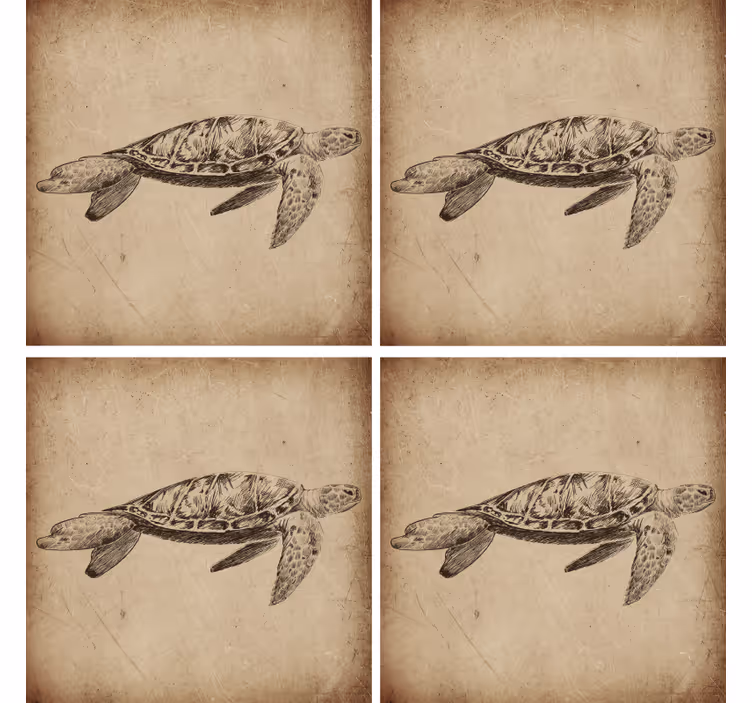 Broasca testoasa vintage coaster - TenStickers