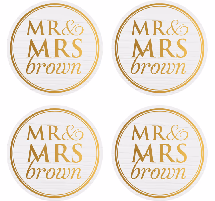 Coaster elegant de nunta personalizabil mr & mrs - TenStickers