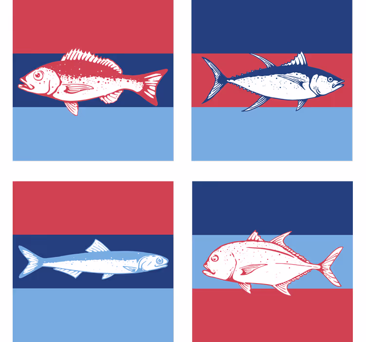 Suporturi pahare ilustrații stilizate de pești - TenStickers