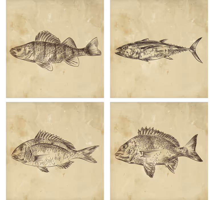 Suporturi pahare geeks ilustrație jucăușă cu pești - TenStickers