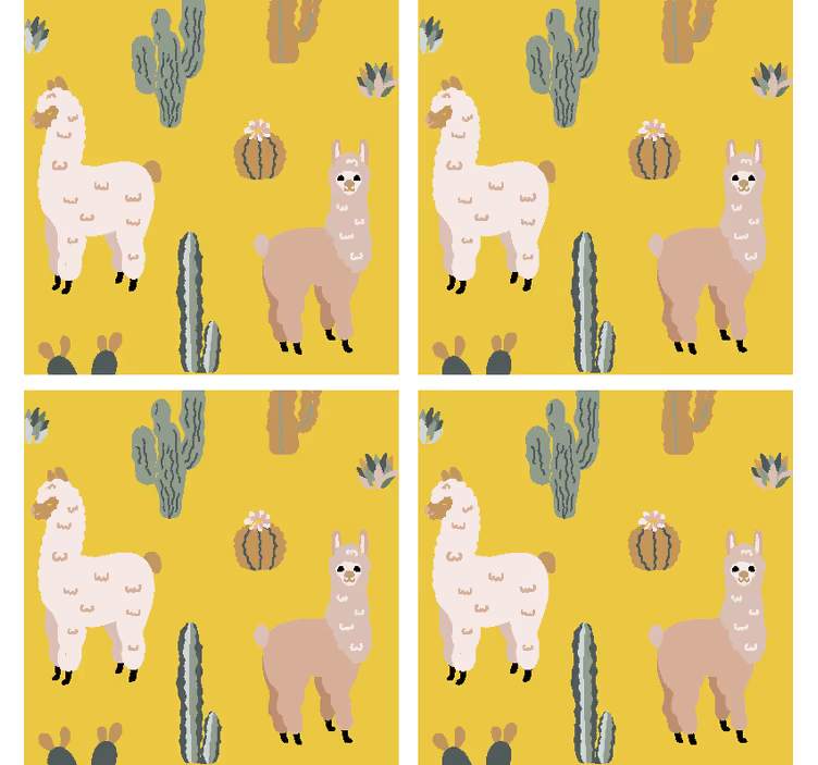 Suporturi pahare geeks cu model de lama și cactus - TenStickers