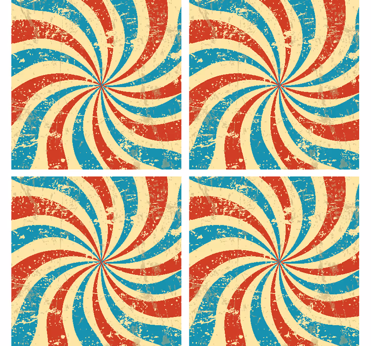 Suporturi pahare vintage model roșu albastru spiralat - TenStickers