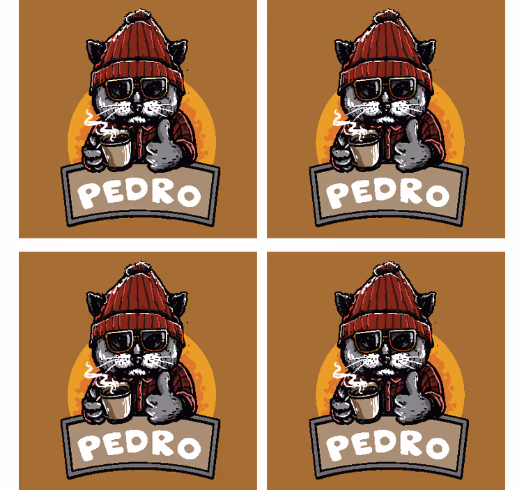 Suporturi pahare geeks pisica cool cu cafea - TenStickers