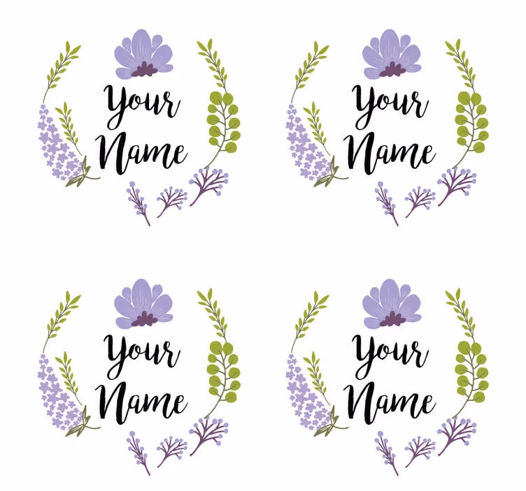 Suporturi pahare cu nume design floral personalizat - TenStickers