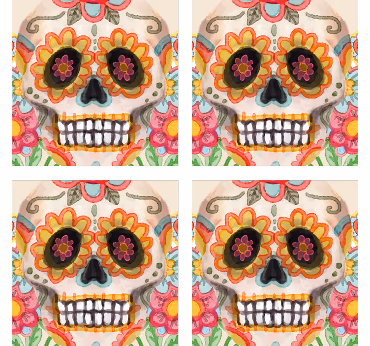 Suporturi pahare de halloween craniu de zahăr colorat - TenStickers