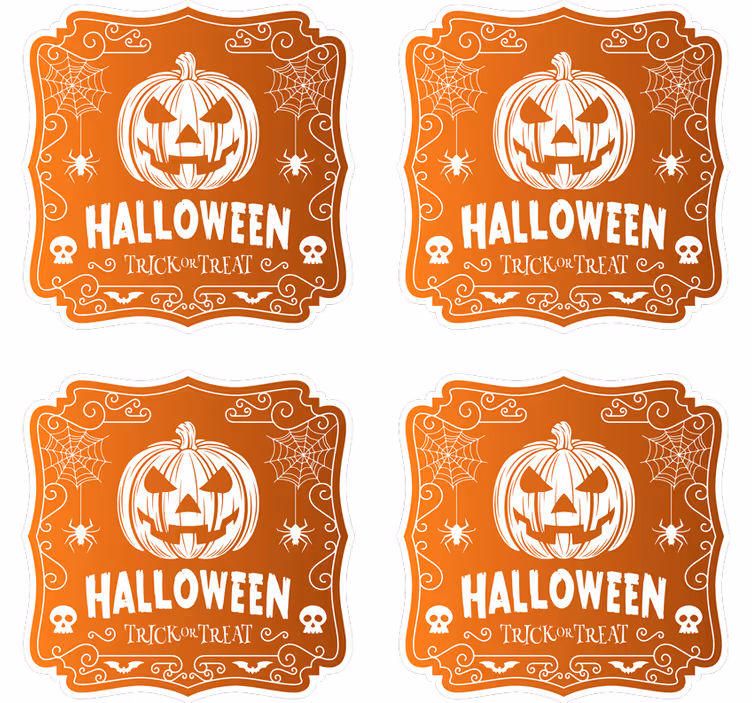 Suporturi pahare de halloween cu design dovleac - TenStickers