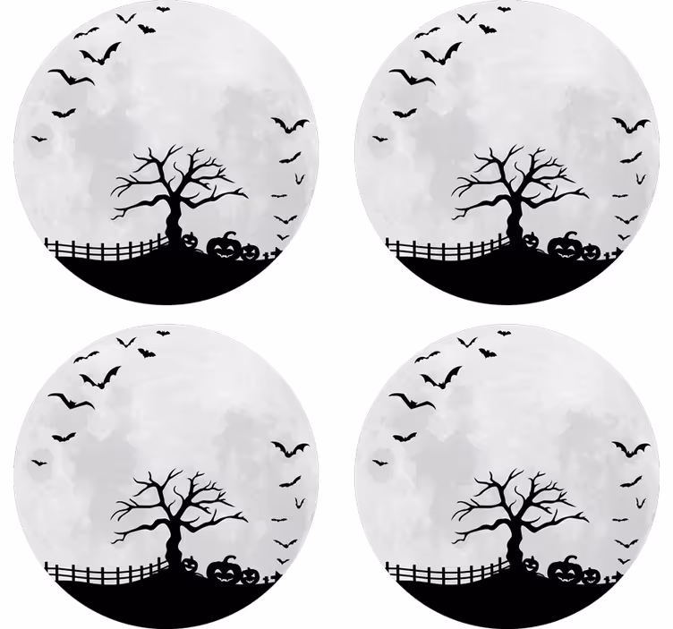 Suporturi pahare de halloween silueta copac Înfricoșător - TenStickers
