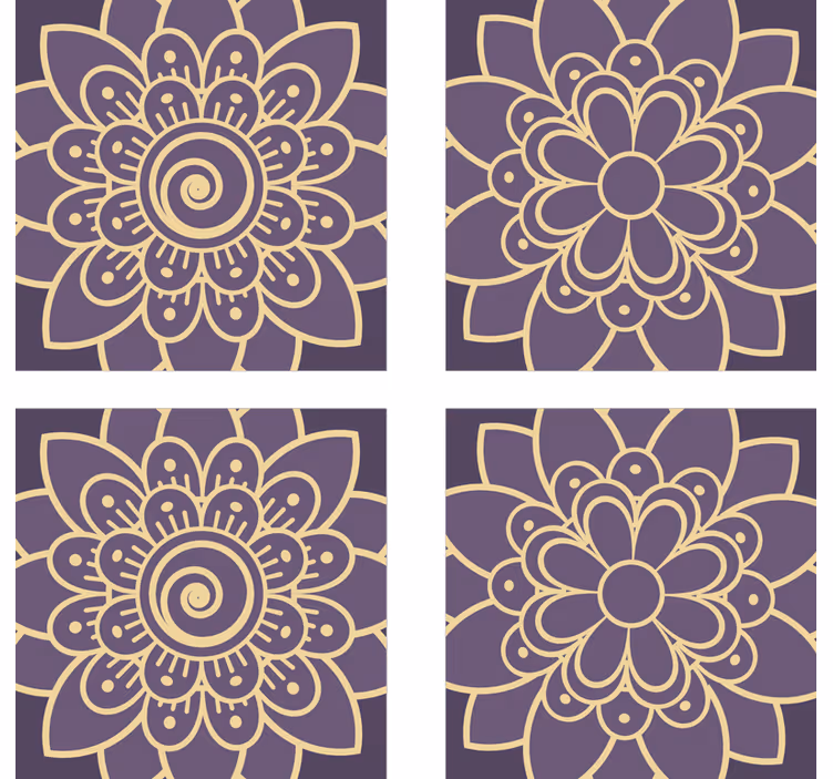 Suporturi pahare cu modele florale aurii - TenStickers