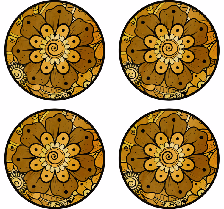 Suporturi pahare cu model floral complicat - TenStickers