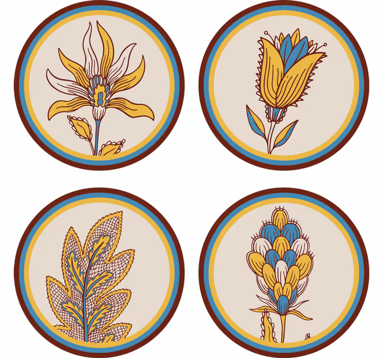 Suporturi pahare set cu motive florale - TenStickers