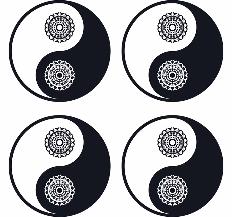 Ying yang paisley coaster - TenStickers