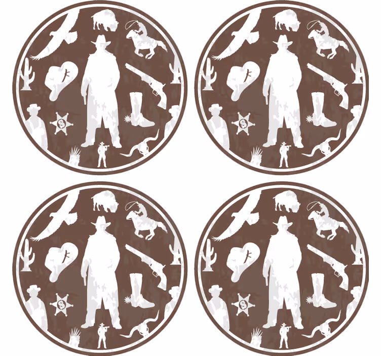 Suporturi pahare vintage temă cowboy vestern - TenStickers