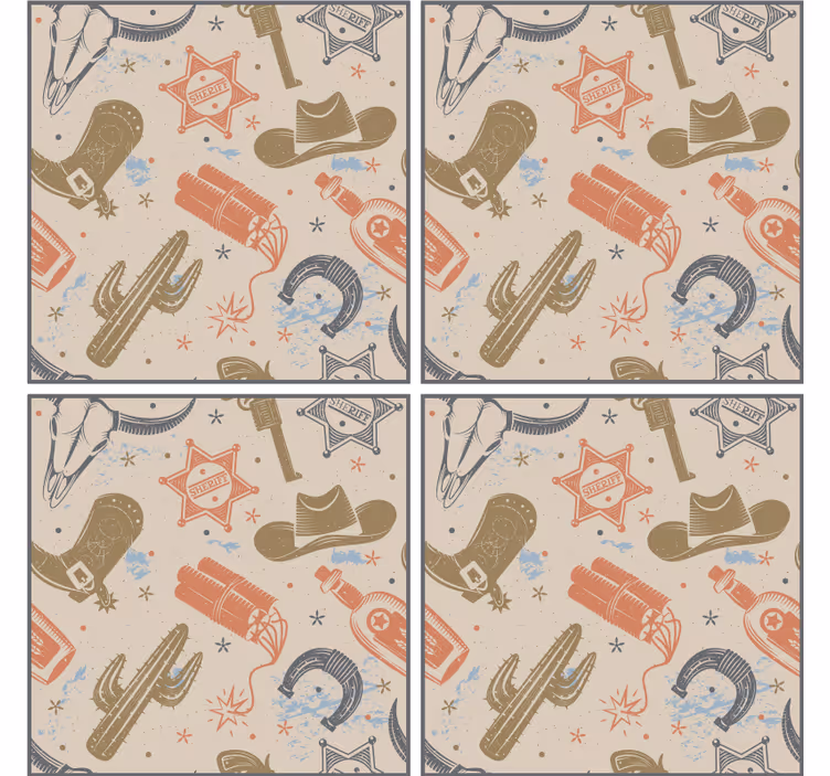 Suporturi pahare geeks cu temă cowboy - TenStickers