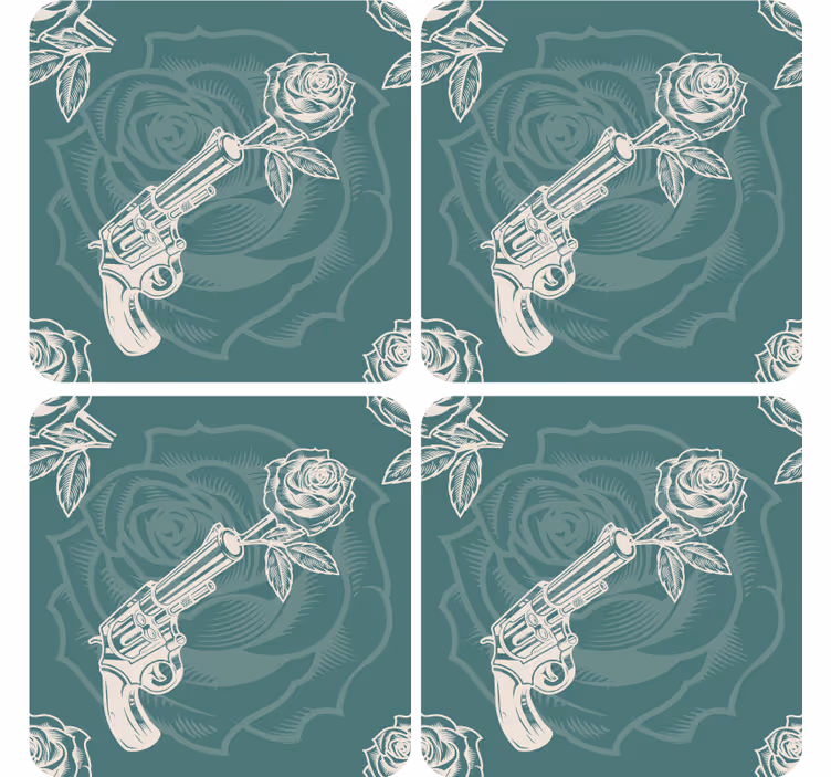 Suporturi pahare geeks revolver cu trandafir - TenStickers