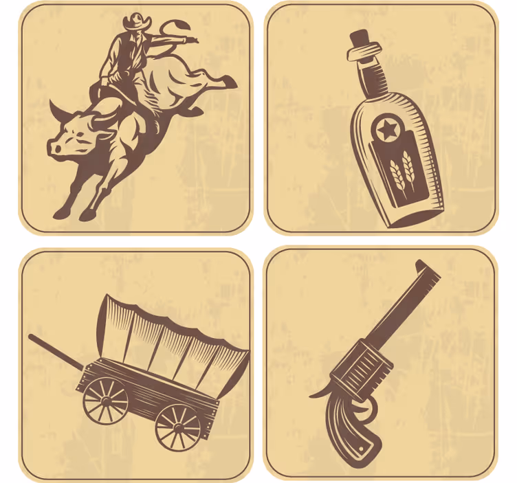 Suporturi pahare vintage artă vintage cowboy rodeo - TenStickers