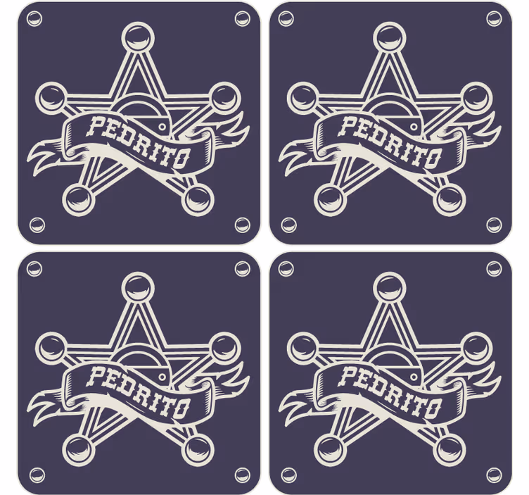 Suporturi pahare vintage insigna stelei Șerifului - TenStickers