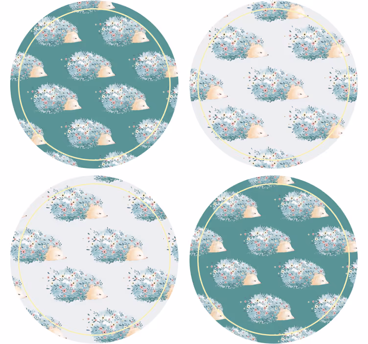Suporturi pahare moderne arici în decor floral - TenStickers