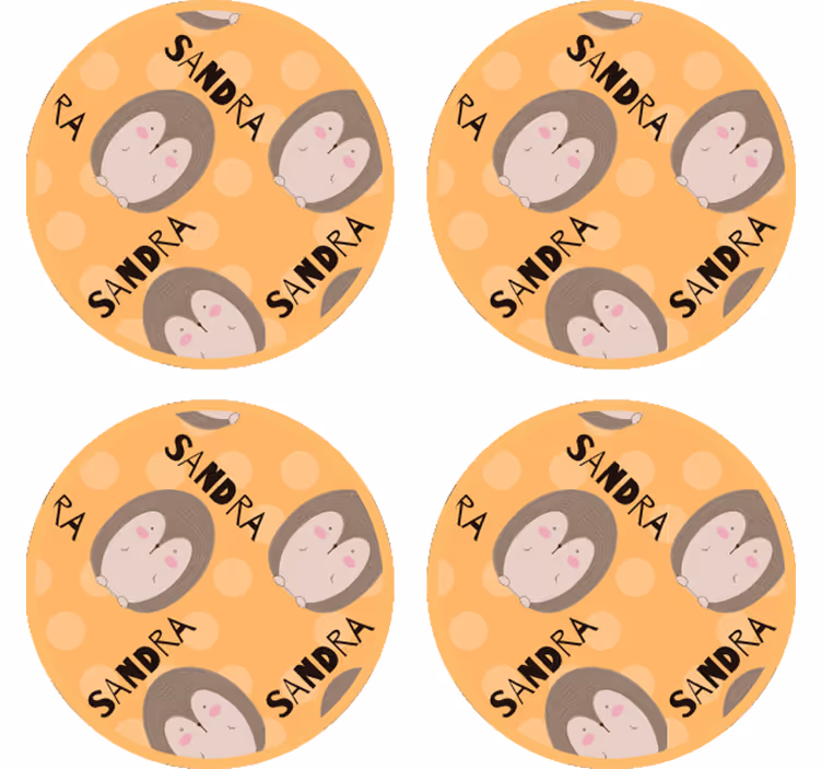 Suporturi pahare cu nume model arici drăguți - TenStickers
