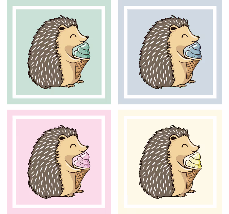 Suporturi pahare geeks arici savurând înghețată - TenStickers