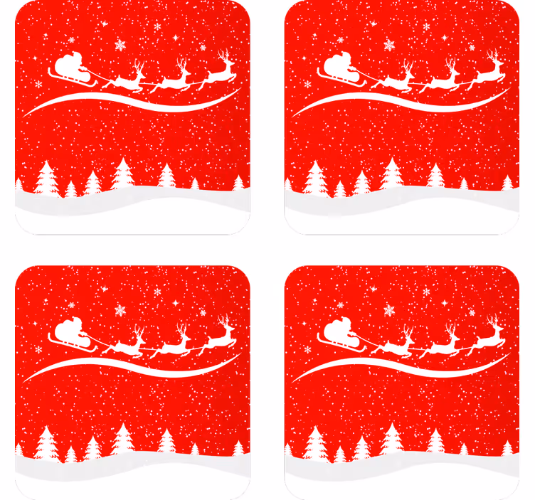 Suporturi pahare de crăciun sanie cu renii lui moș crăciun - TenStickers