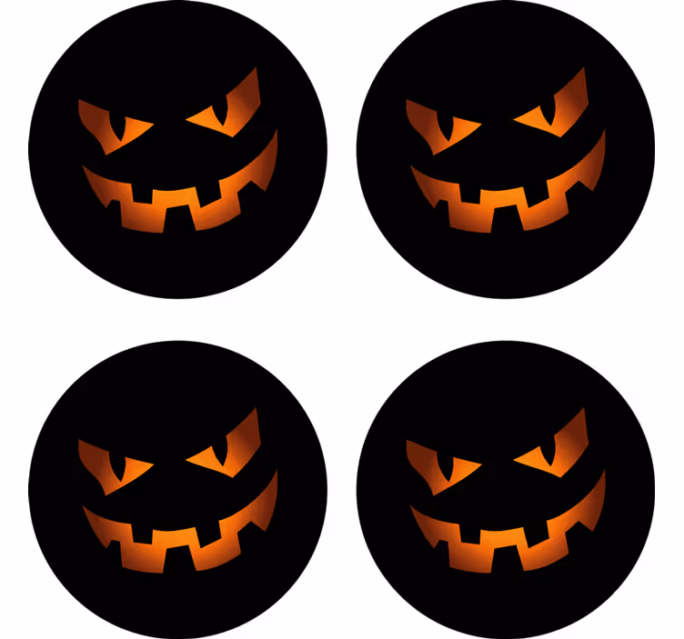 Suporturi pahare de halloween set fețe de dovleac - TenStickers