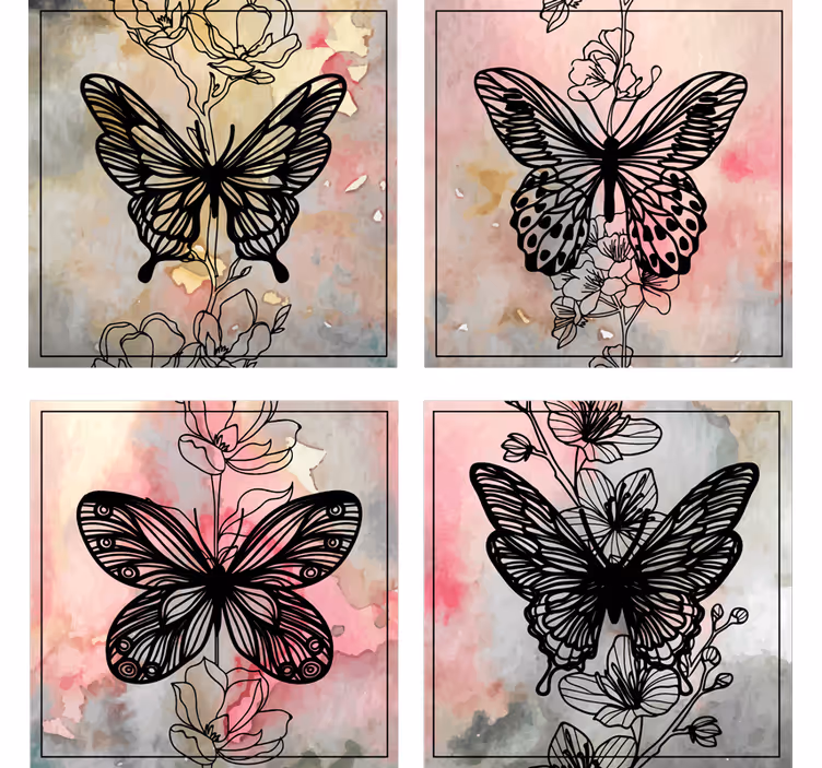 Suporturi pahare moderne cu motiv elegant fluture - TenStickers