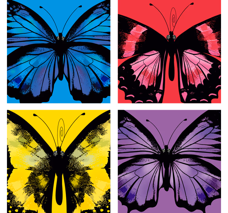 Suporturi pahare geeks cu desene colorate de fluturi - TenStickers