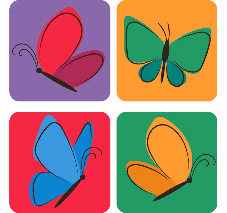 Suporturi pahare geeks cu motive colorate de fluturi - TenStickers