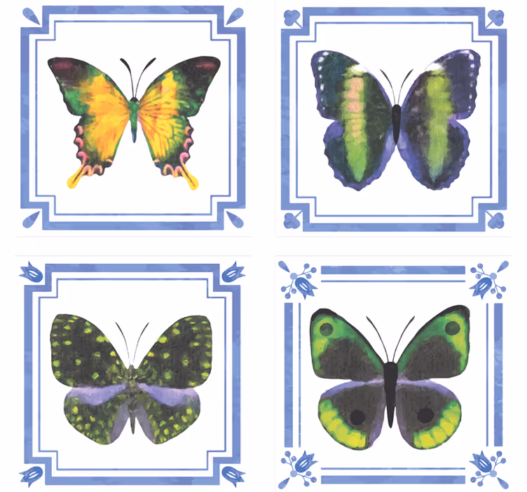 Suporturi pahare cu elemente colorate de fluturi - TenStickers