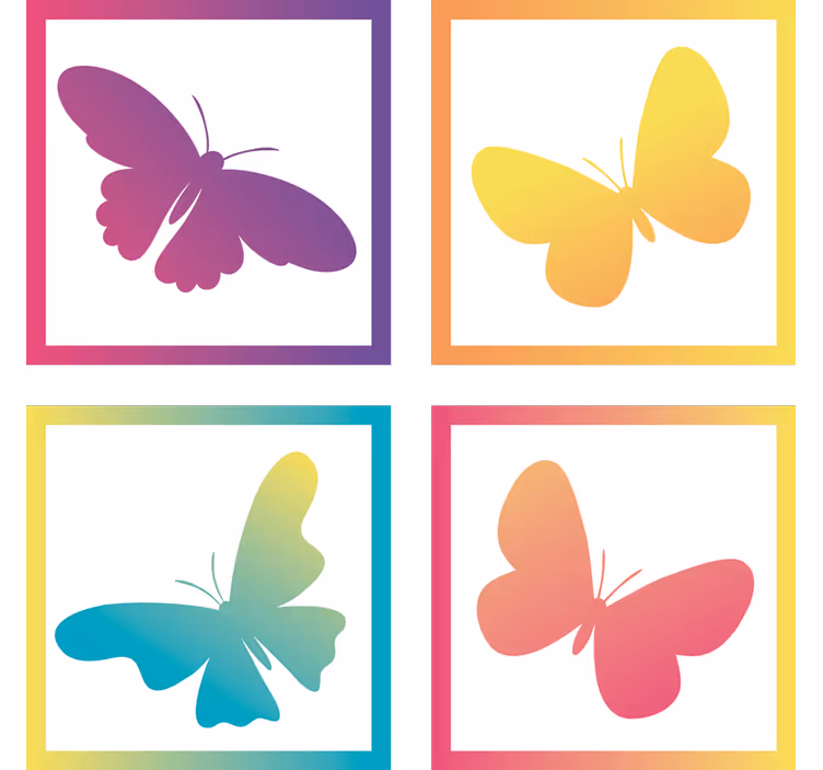 Suporturi pahare moderne siluete de fluturi colorate - TenStickers