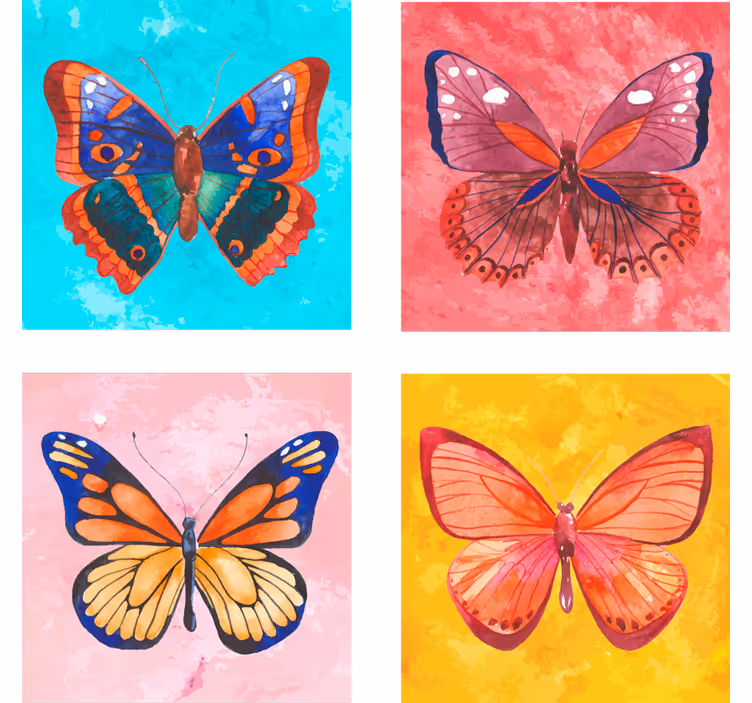 Suporturi pahare geeks ilustrație fluture colorat - TenStickers