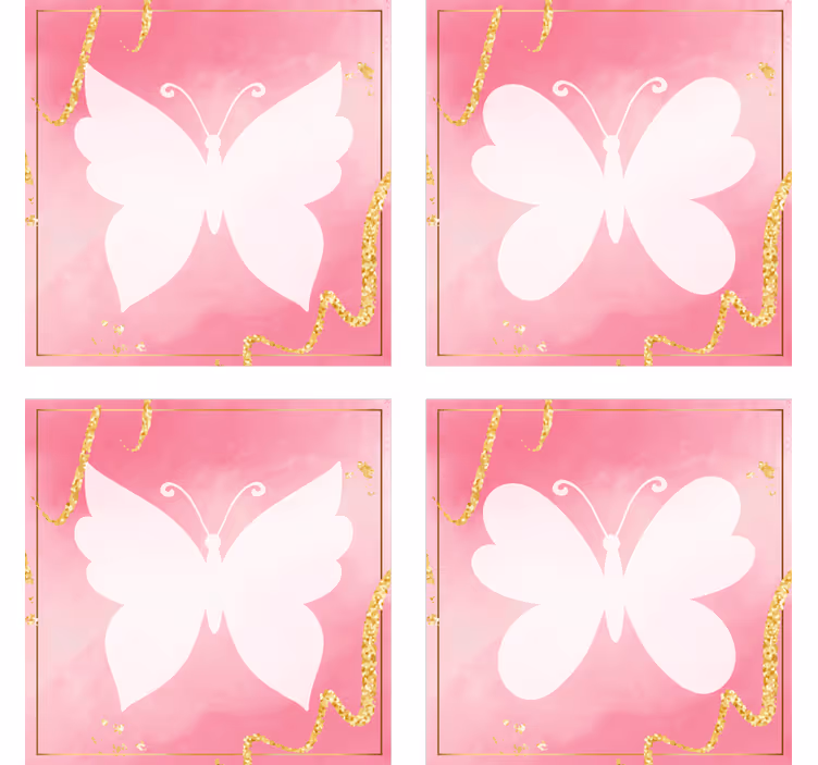 Fluturi roz fluture coaster - TenStickers