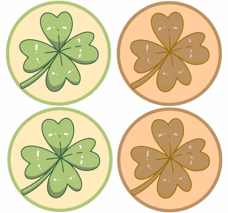 Suporturi pahare geeks cu designuri trifoi cu patru foi - TenStickers