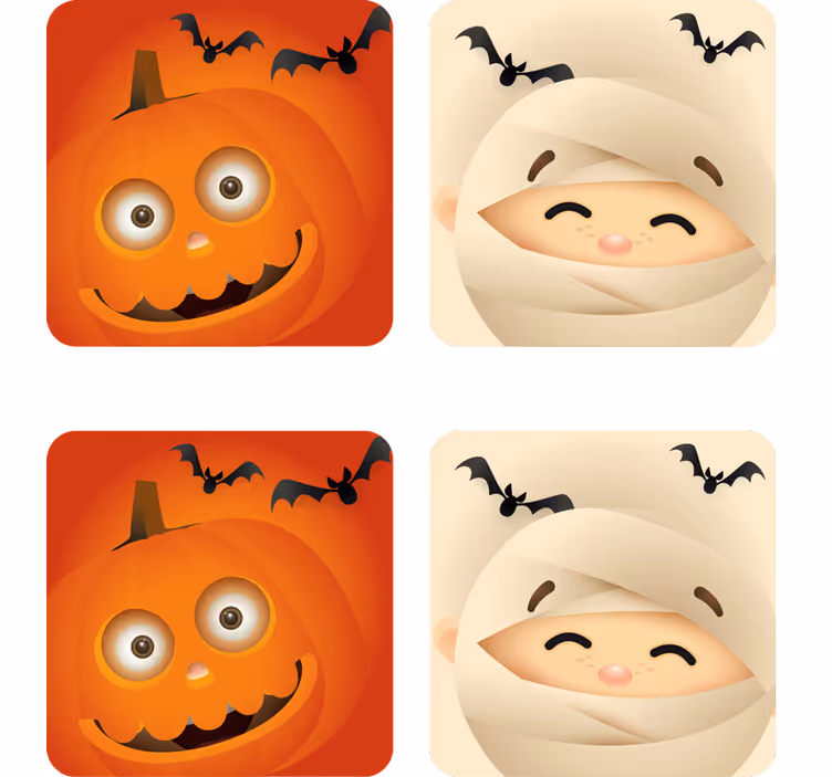 Suporturi pahare de halloween dovleac vesel și mumie - TenStickers