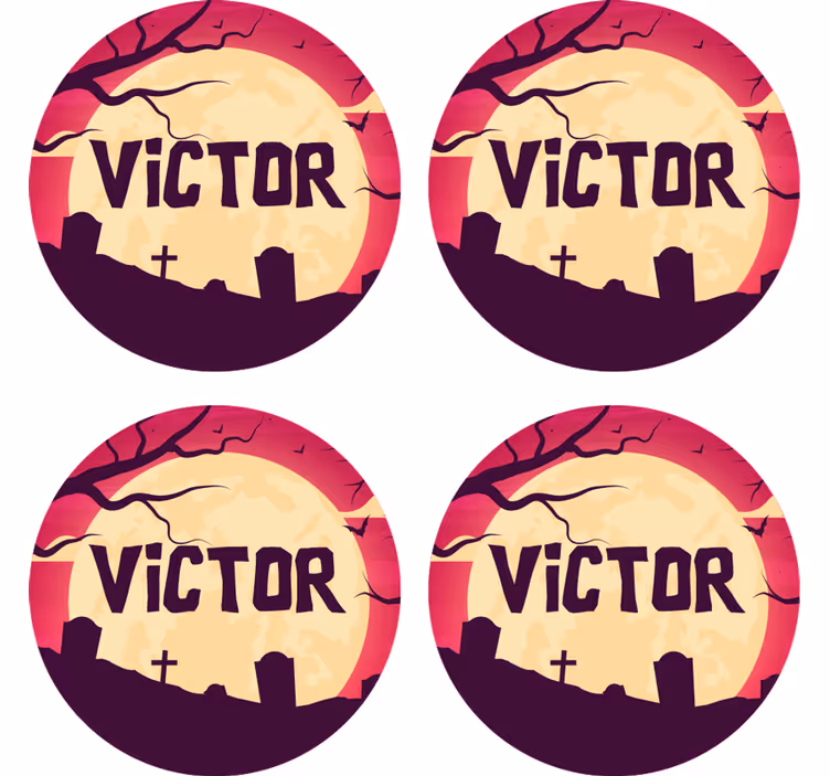 Suporturi pahare de halloween peisaj înfricoșător sub lună - TenStickers